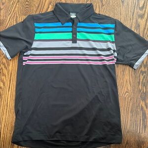 Nike Black and Blue Polo with Athletic Stripes